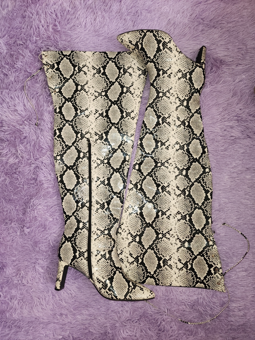 12W [Fashion To Figure x Nadia] Snake Print Wide Calf Thigh High OTK Boots FTF